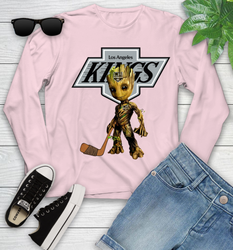 Los Angeles Kings NHL Hockey Groot Marvel Guardians Of The Galaxy Youth Long Sleeve 10