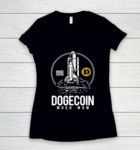 Dogecoin Rocket To The Moon Women's V-Neck T-Shirt