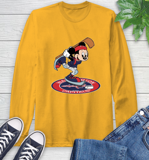 NHL Hockey Washington Capitals Cheerful Mickey Disney Shirt Long Sleeve T-Shirt 3