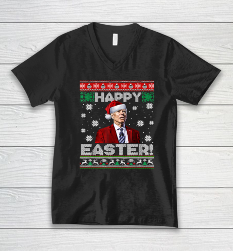 Funny Joe Biden Happy Easter Ugly Christmas V-Neck T-Shirt