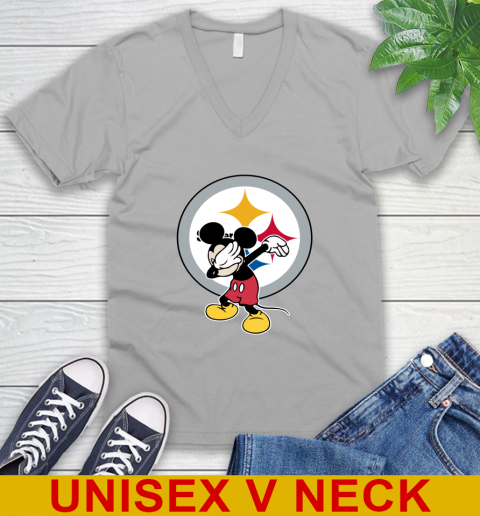 Pittsburgh Steelers NFL Football Dabbing Mickey Disney Sports V-Neck T-Shirt 4