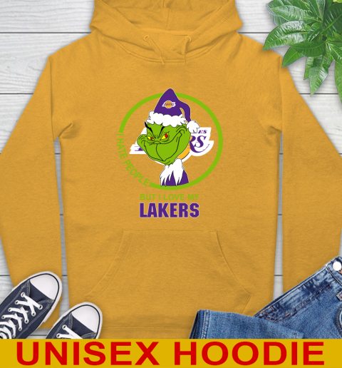 Los Angeles Lakers NBA Christmas Grinch I Hate People But I Love My Favorite Basketball Team Hoodie 3