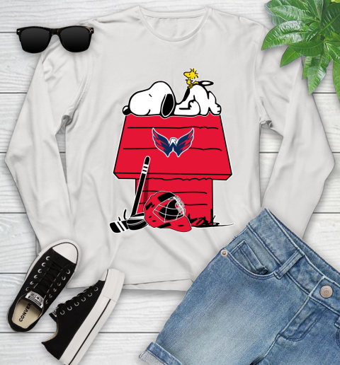 Washington Capitals NHL Hockey Snoopy Woodstock The Peanuts Movie Youth Long Sleeve