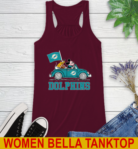 NFL Football Miami Dolphins Pluto Mickey Driving Disney Shirt Racerback Tank 3