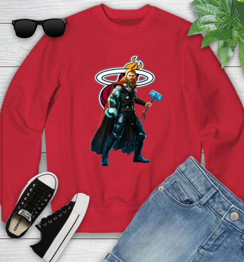 NBA Thor Avengers Endgame Basketball Miami Heat Youth Sweatshirt 9