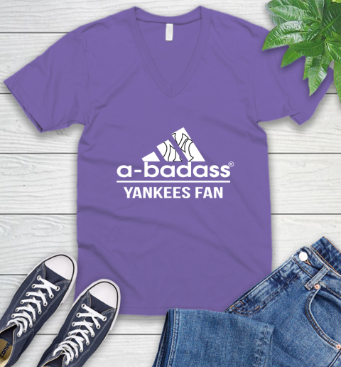 MLB A Badass New York Yankees Fan Adidas Baseball Sports V-Neck T-Shirt 8