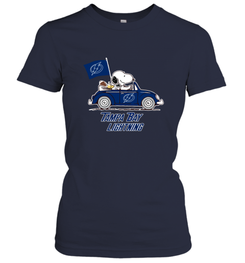 Snoopy And Woodstock Ride The Tampa Bay Lightnings Car hmuy snoopy and woodstock ride the tampa bay lightnings car ladies t shirt 20 front navy