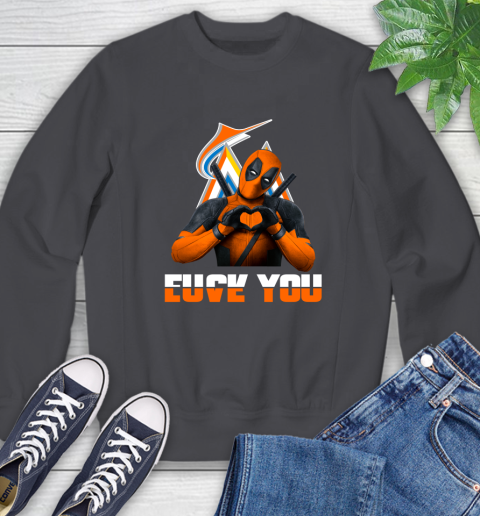 MLB Miami Marlins Deadpool Love You Fuck You Baseball Sports Sweatshirt 6