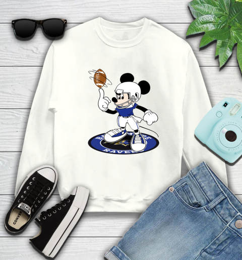 NFL Football Baltimore Ravens Cheerful Mickey Disney Shirt Sweatshirt 2