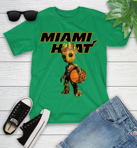 Miami Heat NBA Basketball Groot Marvel Guardians Of The Galaxy Youth T-Shirt 6