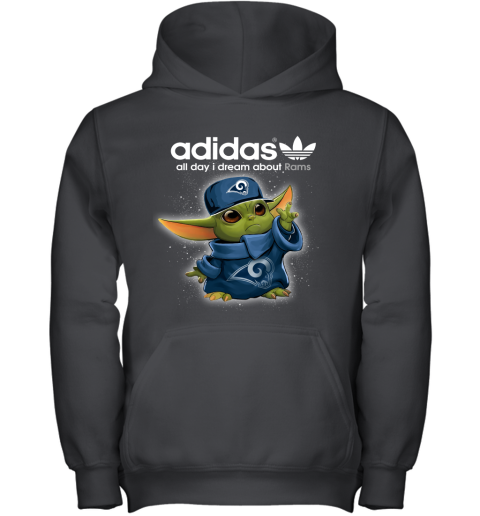 Baby Yoda Adidas All Day I Dream About Los Angeles Rams Youth Hoodie