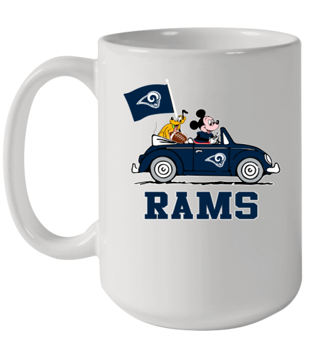 NFL Football Los Angeles Rams Pluto Mickey Driving Disney Shirt Ceramic Mug 15oz