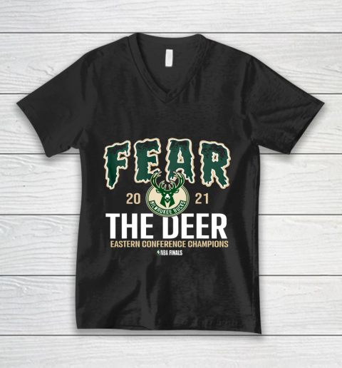 Fear Deer Milwaukee Basketball Bucks Finals 2021 Championship V-Neck T-Shirt