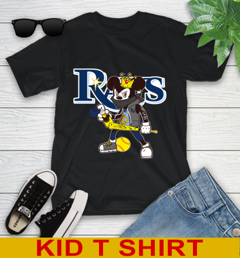 Tampa Bay Rays MLB Baseball Mickey Peace Sign Sports Youth T-Shirt 2