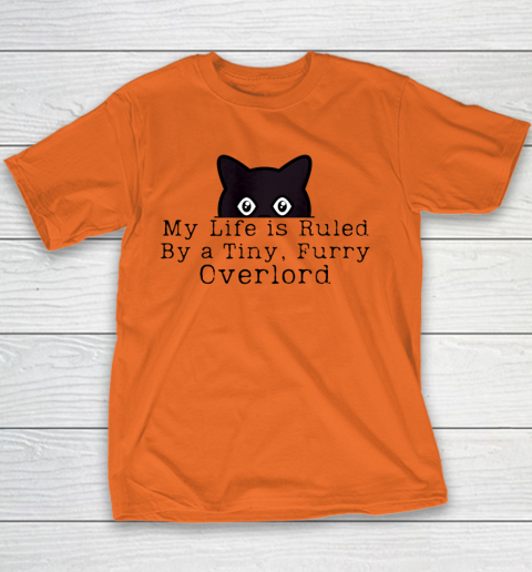 My Life is Ruled by a Tiny Furry Overlord Funny Cat Youth T-Shirt 3
