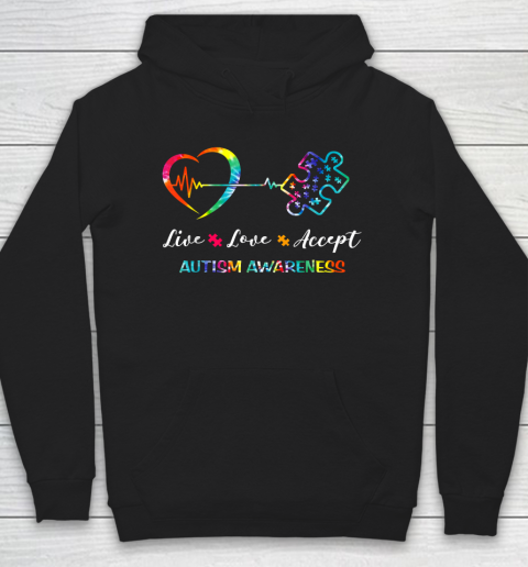 Live Love Accept Autism Awareness Tie Dye Autism Mom Hoodie