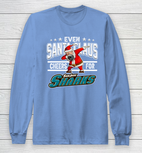 San Jose Sharks Even Santa Claus Cheers For Christmas NHL Long Sleeve T-Shirt 8