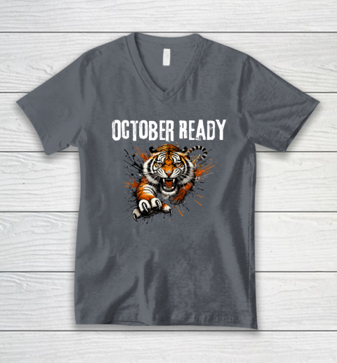 Funny October Ready For Ready Tiger V-Neck T-Shirt 3