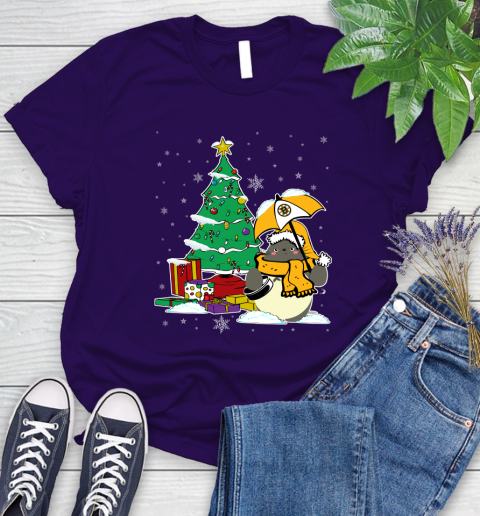 Boston Bruins NHL Hockey Cute Tonari No Totoro Christmas Sports Women's T-Shirt 4