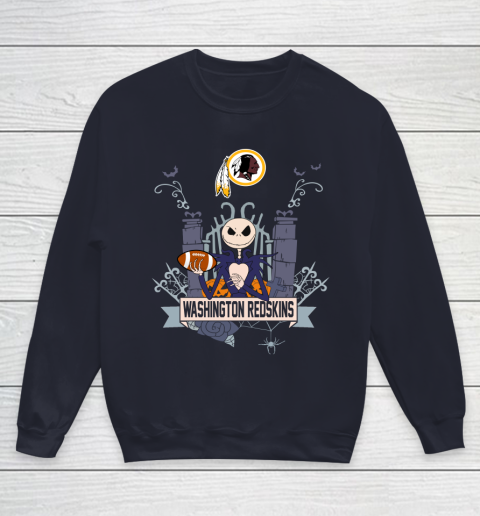 NFL Washington Redskins Football Jack Skellington Halloween Youth Sweatshirt 2