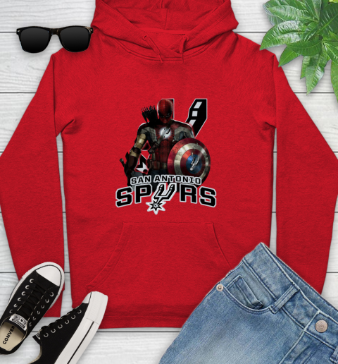 San Antonio Spurs NBA Basketball Captain America Thor Spider Man Hawkeye Avengers Youth Hoodie 11