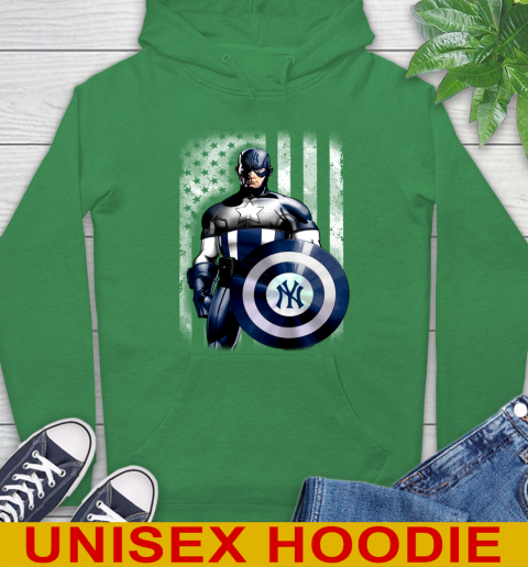 New York Yankees MLB Baseball Captain America Marvel Avengers American Flag Shirt Hoodie 8