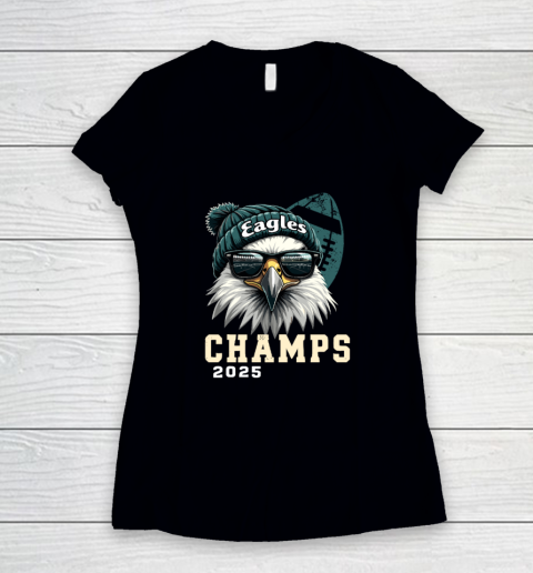Eagles Sunglasses Championship 2025 Celebrated Eagles Women's V-Neck T-Shirt