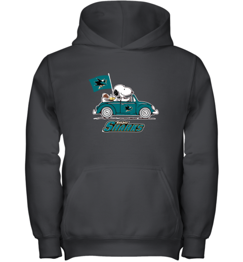 Snoopy And Woodstock Ride The San Jose Sharks Car NHL Youth Hoodie