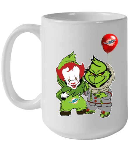 Miami Dolphins Baby Pennywise Grinch Christmas NFL Football Ceramic Mug 15oz