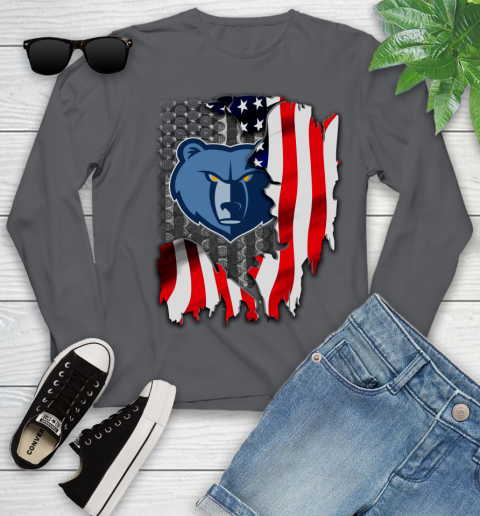 Memphis Grizzlies NBA Basketball American Flag Youth Long Sleeve 9