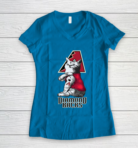 MLB Baseball My Cat Loves Arizona Diamondbacks Women's V-Neck T-Shirt 5