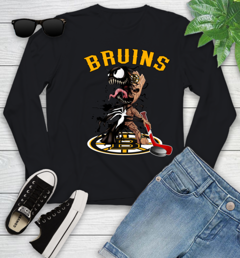 NHL Boston Bruins Hockey Venom Groot Guardians Of The Galaxy Youth Long Sleeve 2