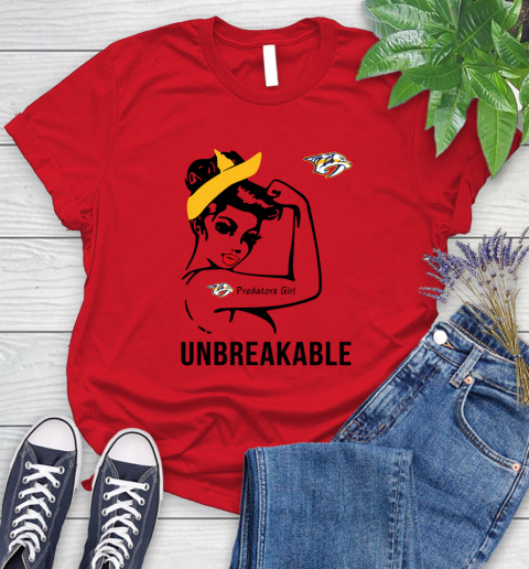 NHL Nashville Predators Girl Unbreakable Hockey Sports Women's T-Shirt 9