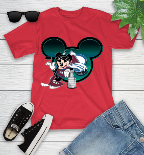 NHL Colorado Avalanche Stanley Cup Mickey Mouse Disney Hockey T Shirt Youth T-Shirt 10