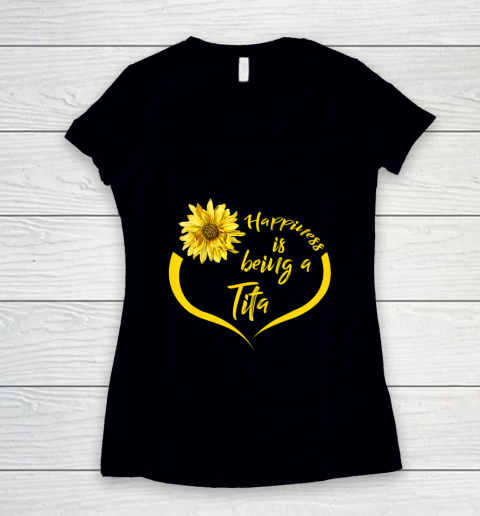 Womens Tita Gift Happiness Is Being A Tita Women's V-Neck T-Shirt
