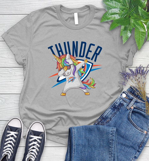 Oklahoma City Thunder NBA Basketball Funny Unicorn Dabbing Sports Women's T-Shirt 5