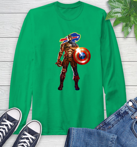 NFL Captain America Marvel Avengers Endgame Football Sports Buffalo Bills Long Sleeve T-Shirt 7