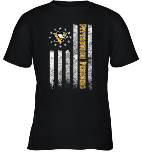 NHL American Flag Hockey Sports Pittsburgh Penguins Youth T-Shirt