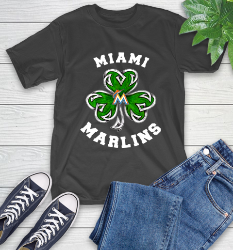 MLB Miami Marlins Three Leaf Clover St Patrick's Day Baseball Sports T-Shirt