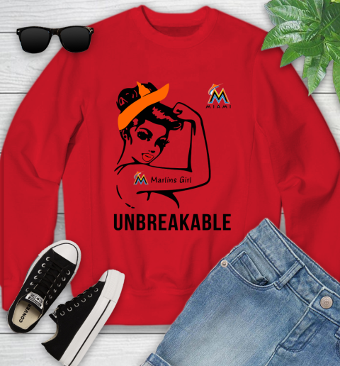 MLB Miami Marlins Girl Unbreakable Baseball Sports Youth Sweatshirt 5