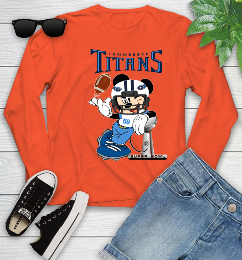 NFL Tennessee Titans Mickey Mouse Disney Super Bowl Football T Shirt Youth Long Sleeve 4