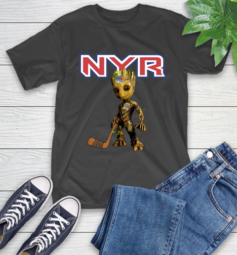 New York Rangers NHL Hockey Groot Marvel Guardians Of The Galaxy T-Shirt 2