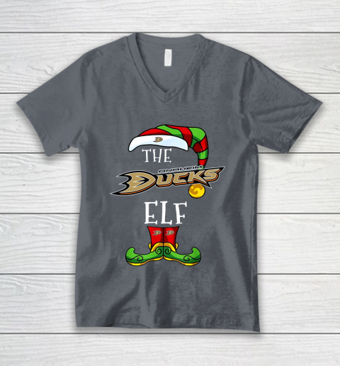 Anaheim Ducks Christmas ELF Funny NHL V-Neck T-Shirt 4