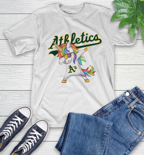 Oakland Athletics MLB Baseball Funny Unicorn Dabbing Sports T-Shirt