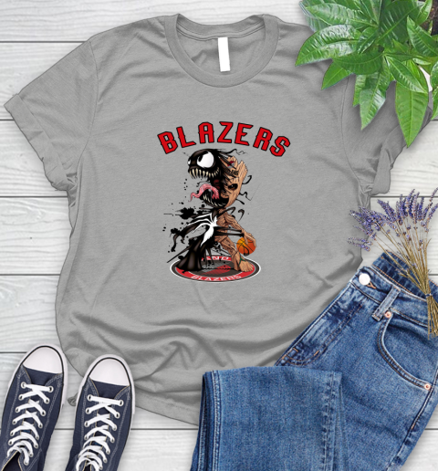 NBA Portland Trail Blazers Basketball Venom Groot Guardians Of The Galaxy Women's T-Shirt 10