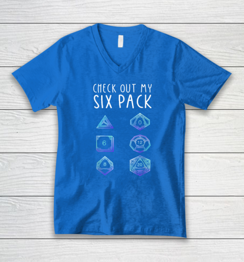 Funny Check Out My Six Pack Dice For Dragons D20 RPG Gamer V-Neck T-Shirt 4