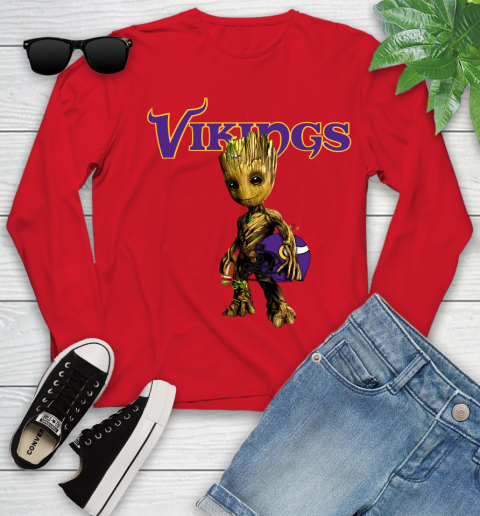 Minnesota Vikings NFL Football Groot Marvel Guardians Of The Galaxy Youth Long Sleeve 11