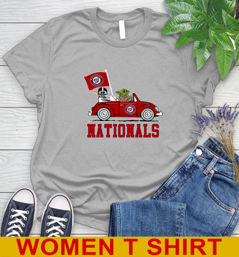 MLB Baseball Washington Nationals Darth Vader Baby Yoda Driving Star Wars Shirt Women's T-Shirt 5