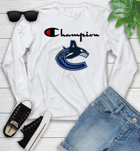 NHL Hockey Vancouver Canucks Champion Shirt Youth Long Sleeve