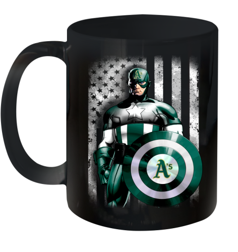 Oakland Athletics MLB Baseball Captain America Marvel Avengers American Flag Shirt Ceramic Mug 11oz